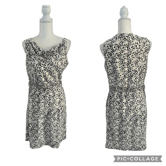Theory Dresses & Skirts - Theory Jayasa White Black Sleeveless Cowl Neck Silk Midi Dress Size 12 Large